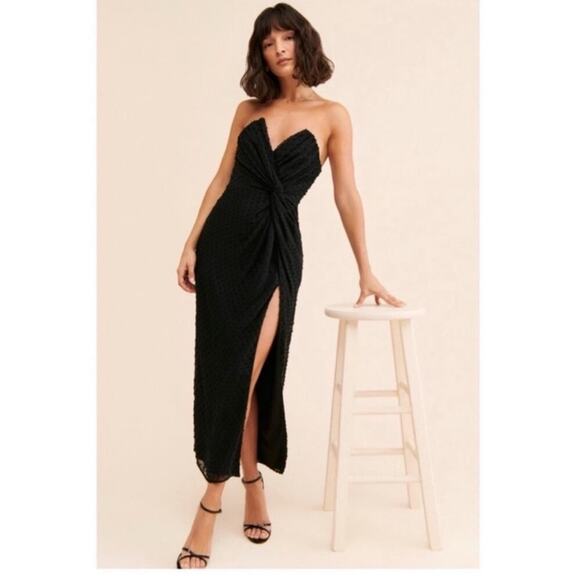 Katie May Strapless Midi Dress with Slit Black Size Medium Elegant Party Gown - Picture 7 of 8